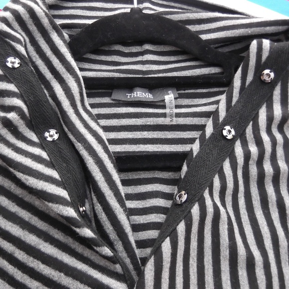 THEME Snap Assymetrical Stripe Cardigan S - Picture 3 of 5